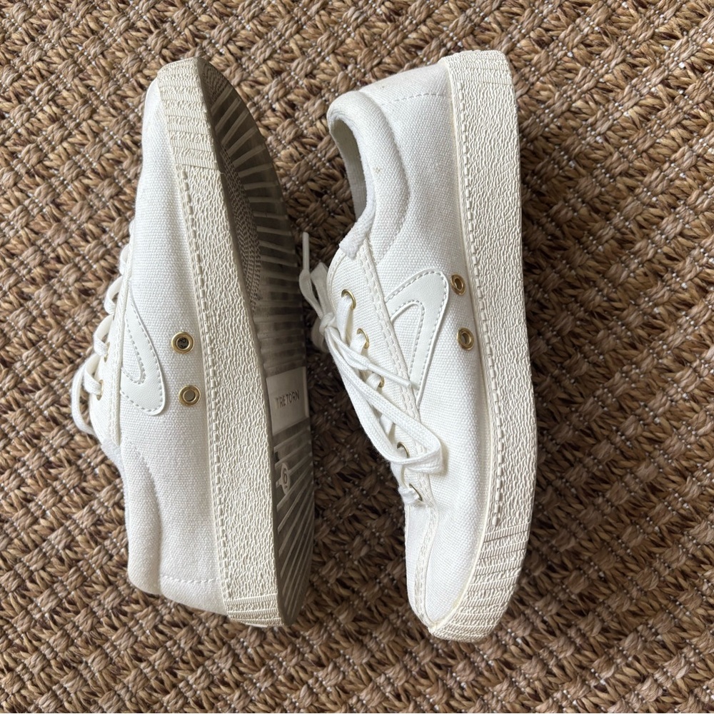 White Canvas Sneakers with Gold Accents
